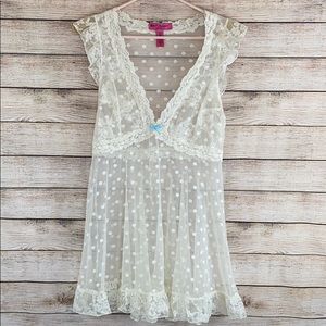 Betsy Johnson Intimates Sheer Cream Lace Nightgown